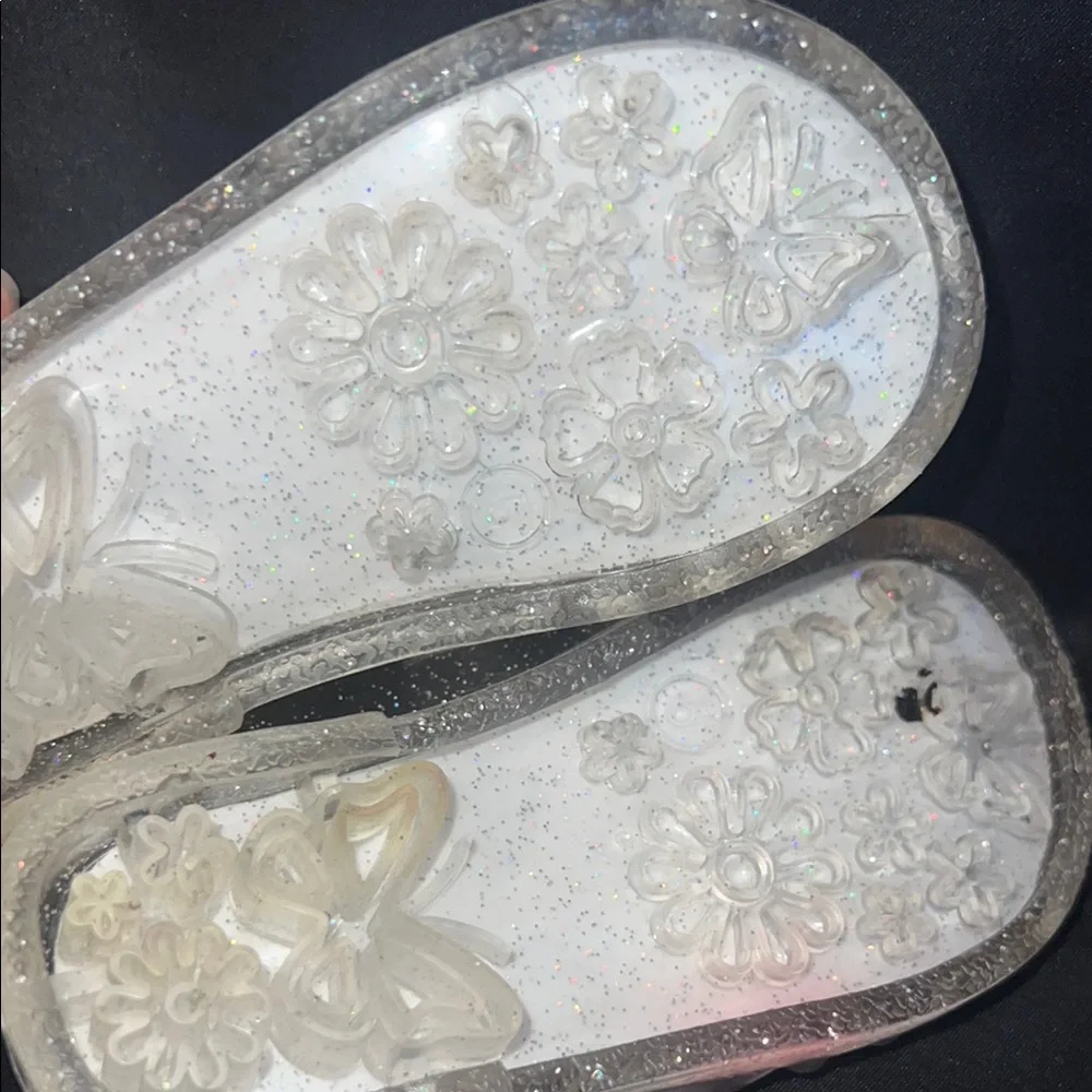 Clear Sparkly Jelly Sandals with Cage Design